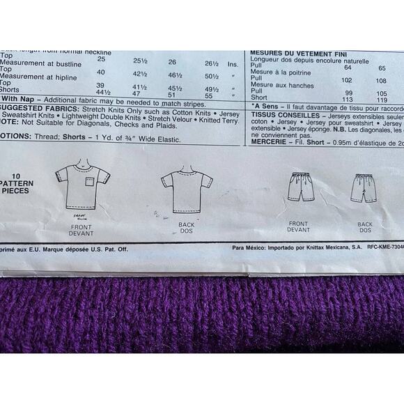 McCalls 4787 top shorts sewing pattern sz xs s - Picture 6 of 6